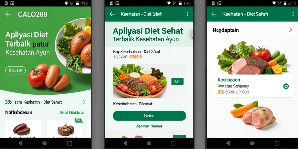 Antarmuka aplikasi CALO288 yang intuitif untuk Diet Sehat.