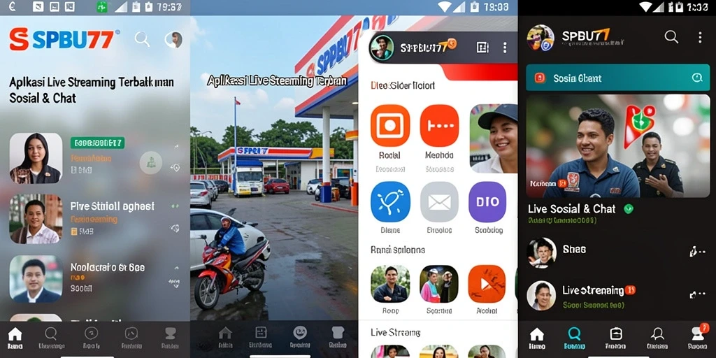 Antarmuka aplikasi SPBU77 yang menarik dan intuitif untuk Live Streaming.