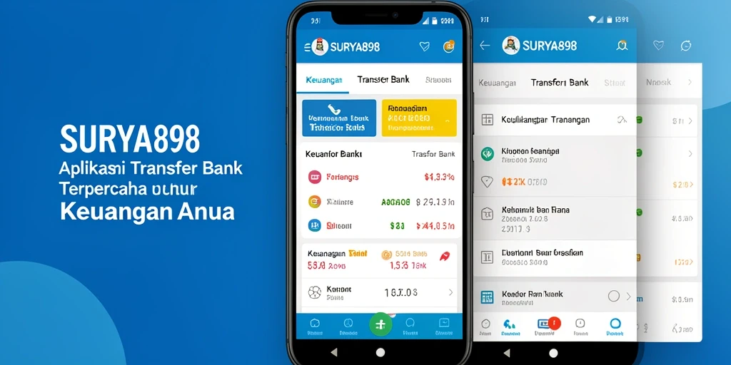Antarmuka aplikasi SURYA898 yang modern dan fungsional untuk Transfer Bank